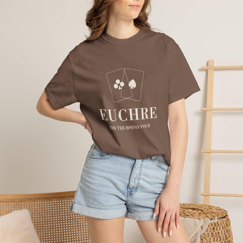 Personalized Euchre Club Shirt, Custom Name Tee, Comfort Colors Card Game Gift image 5
