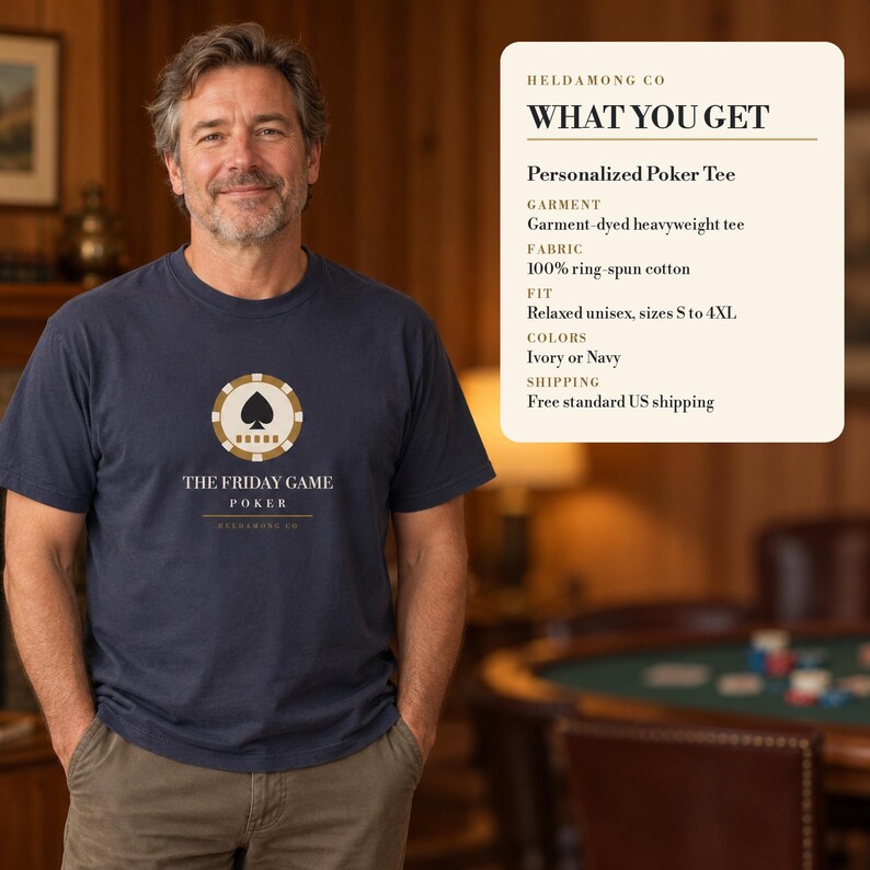 Personalized Poker Club Shirt, Custom Name Tee, Comfort Colors Poker Night Christmas Gift image 6