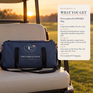 Personalized Golf Duffel Bag, Custom Club Name Weekender Bag, The Twilight Club Crest, Large 23 in Travel Gym Bag, Gift for Golfers image 4
