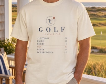 T-shirt avec les termes de score au golf, référence contre le par, Comfort Colors - Cadeau de Noël