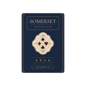 Baraja de cartas de bridge personalizada, con nombre de club personalizado, regalo navideño azul marino. imagen 2