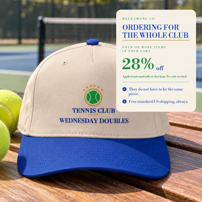 Personalized Tennis Cap, Custom Club Name Hat, Tennis Team Gift, Gift for Tennis Players afbeelding 6