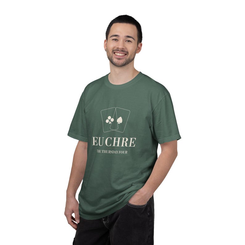 Personalized Euchre Club Shirt, Custom Name Tee, Comfort Colors Card Game Gift image 3