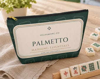 Bolsa para accesorios de Mahjong, bolsa con cremallera con estampado de azulejos Palmetto, regalo para la noche de juegos.