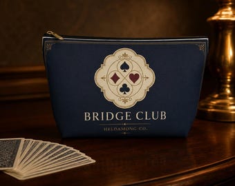 Estuche para accesorios del club de bridge de la Marina, con detalles en latón antiguo, organizador de juegos de cartas (base en forma de T grande).