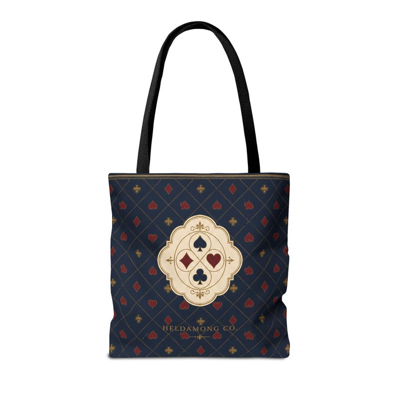 Personalized Bridge Club Tote Bag, Custom Name, 16x16 Navy Card Game Gift image 11