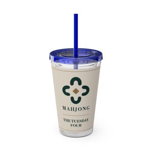 Personalized Mahjong Club Tumbler, Custom Name 16 oz Acrylic Cup with Straw, Mahjong Gifts image 5
