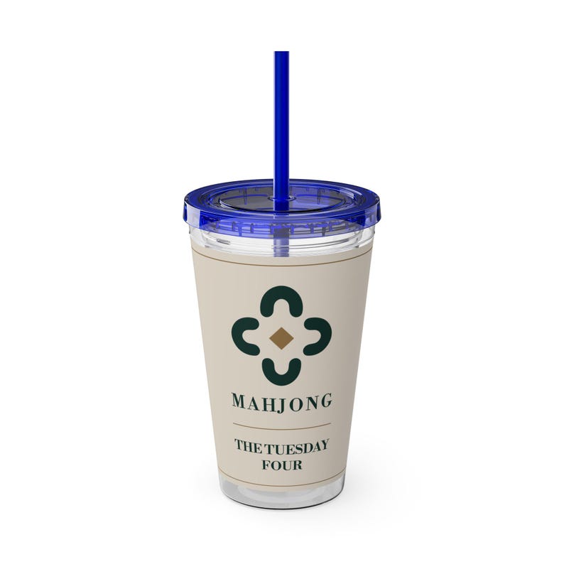 Personalized Mahjong Club Tumbler, Custom Name 16 oz Acrylic Cup with Straw, Mahjong Gifts image 5