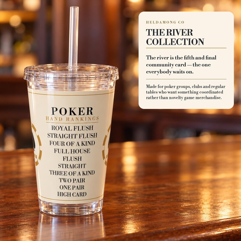 Poker Hand Rankings Tumbler, 16 oz Acrylic Cup with Straw, Poker Night Gift Bild 3