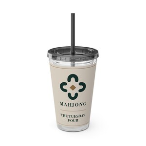Personalized Mahjong Club Tumbler, Custom Name 16 oz Acrylic Cup with Straw, Mahjong Gifts image 3