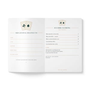 Personalized Euchre Score Journal, Custom Club Name, Card Game Christmas Gift image 4
