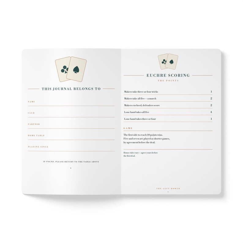 Personalized Euchre Score Journal, Custom Club Name, Card Game Christmas Gift image 4
