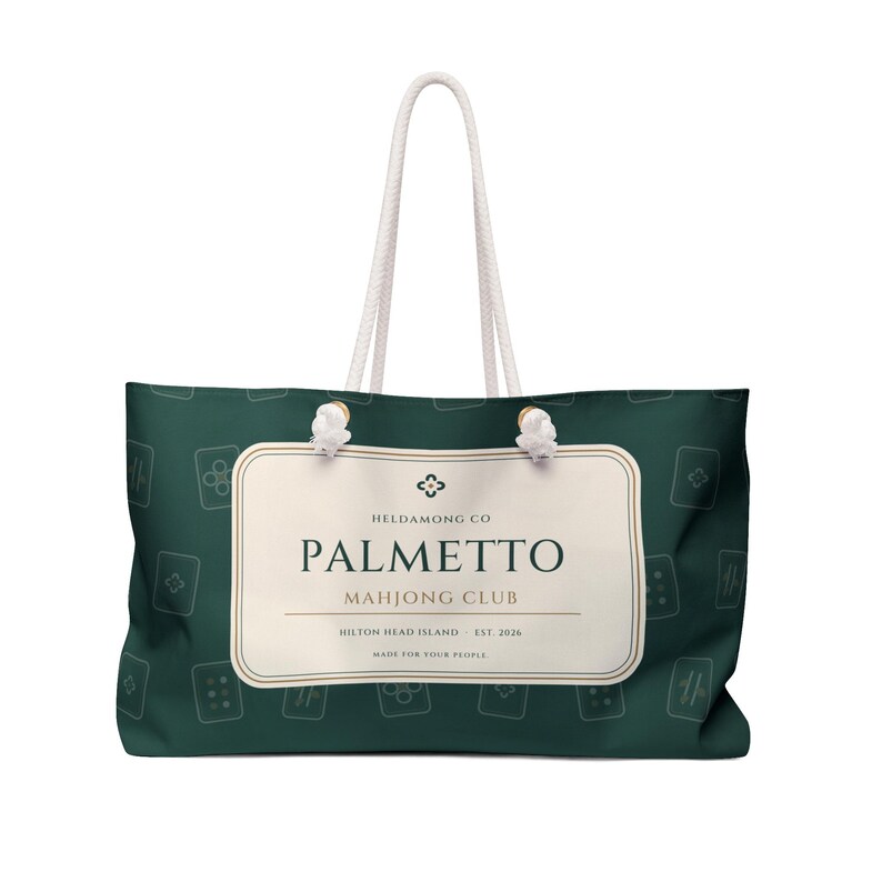 Mahjong Weekender Bag, Palmetto Club Travel Tote, Hilton Head Island Gift image 2