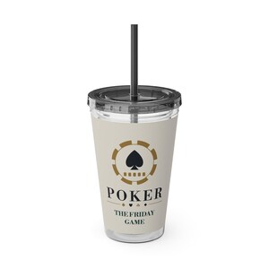 Personalized Poker Tumbler with Straw, Custom Club Name 16 oz Acrylic Cup, Poker Gifts Bild 3
