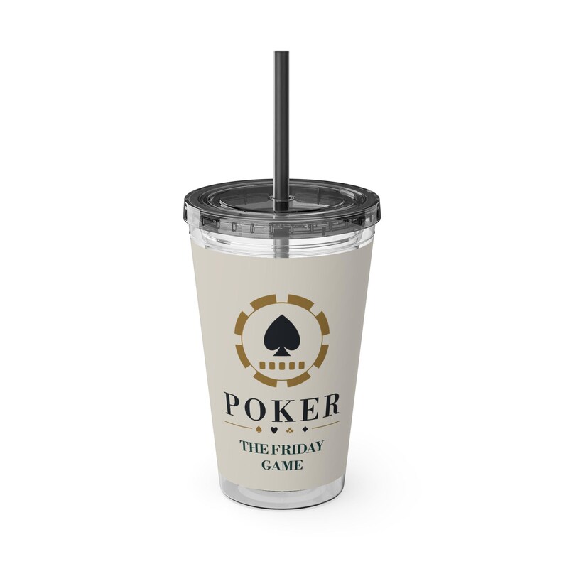 Personalized Poker Tumbler with Straw, Custom Club Name 16 oz Acrylic Cup, Poker Gifts Bild 3