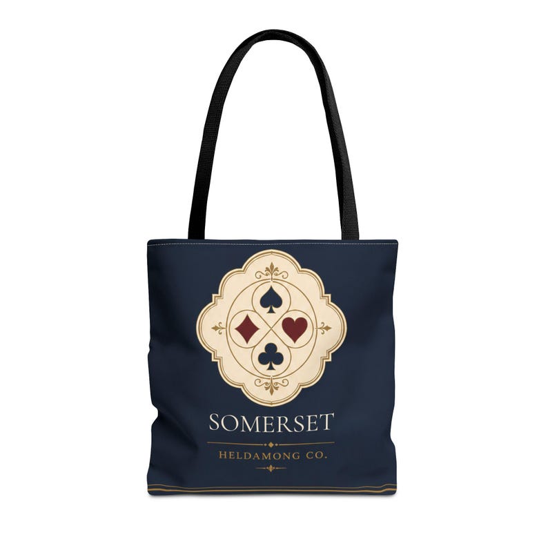 Personalized Bridge Club Tote Bag, Custom Name, 16x16 Navy Card Game Gift image 2