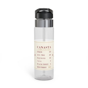 Canasta Card Values ​​Chart vattenflaska, 20 oz tritan med sugrör, spelarpresent bild 2