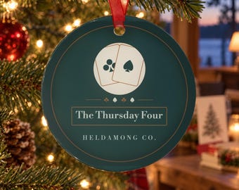 Personalized Euchre Christmas Ornament, Custom Club Name Card Player Gift