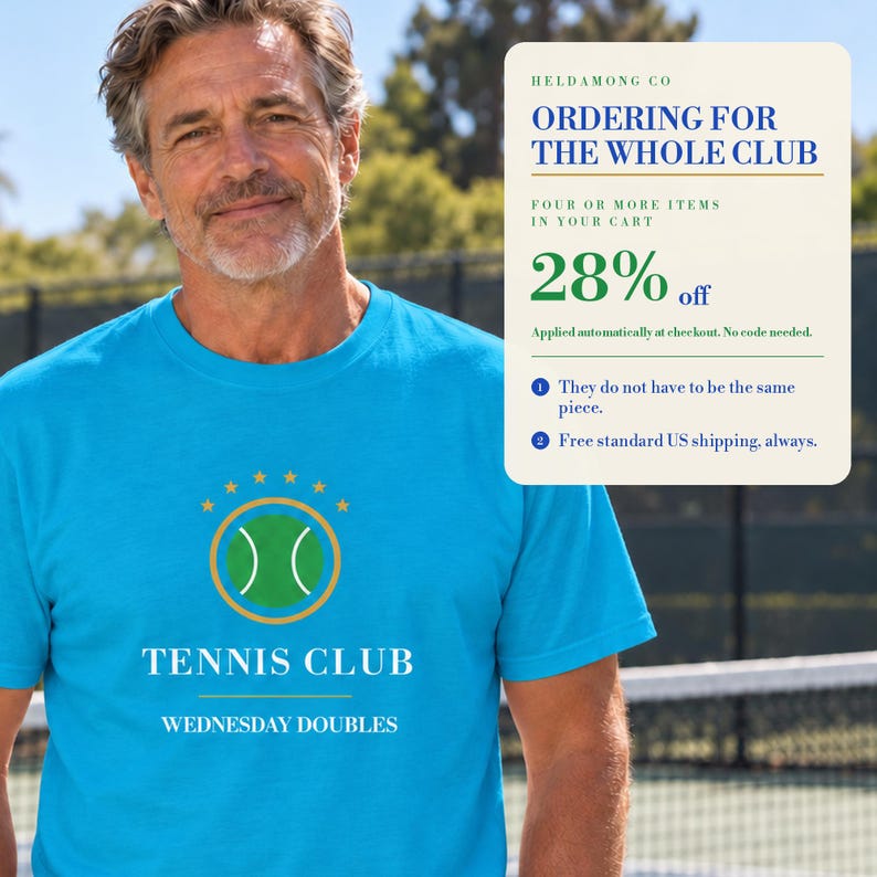 Gepersonaliseerd tennisclubshirt, T-shirt met teamnaam op maat, tenniscadeau (Comfort Colors) afbeelding 7