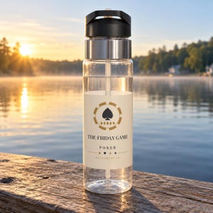 Botella de agua personalizada para póker, nombre del club personalizado, 590 ml, Tritan, regalo de Navidad para noche de póker imagen 3