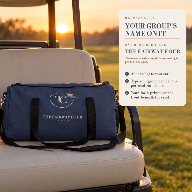 Personalized Golf Duffel Bag, Custom Club Name Weekender Bag, The Twilight Club Crest, Large 23 in Travel Gym Bag, Gift for Golfers image 3