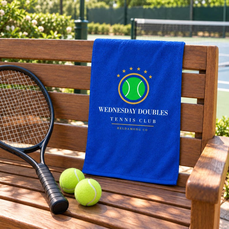 Personalisiertes Tennishandtuch, Rallye-Handtuch mit individuellem Vereinsnamen, Geschenk für Tennisteams, Vollfarbdruck 11x18 Bild 1