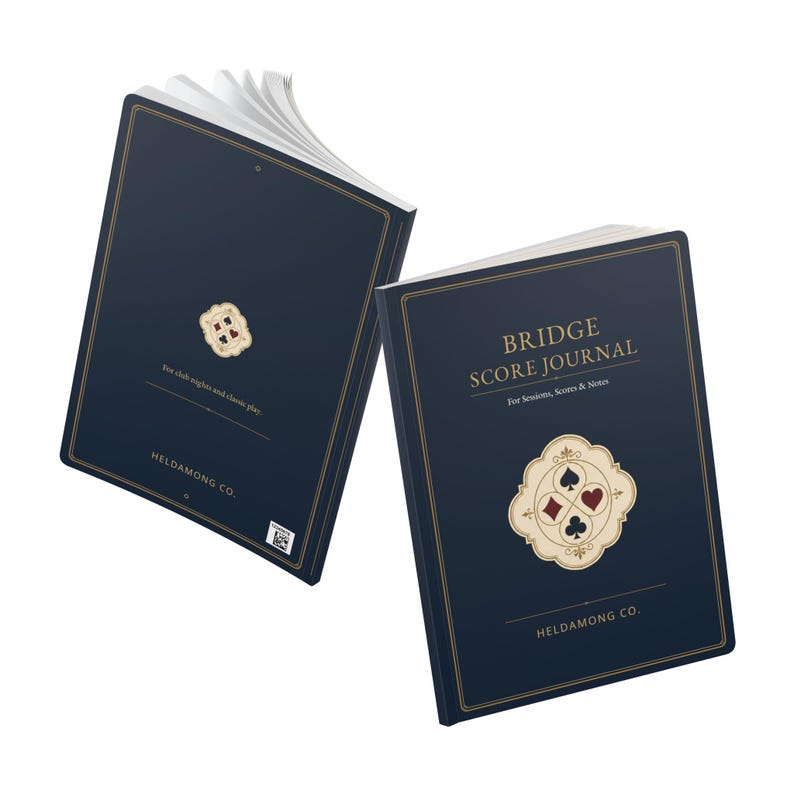 Bridge Score Journal, Card Night Notebook, Navy Antique Brass Christmas Gift image 18