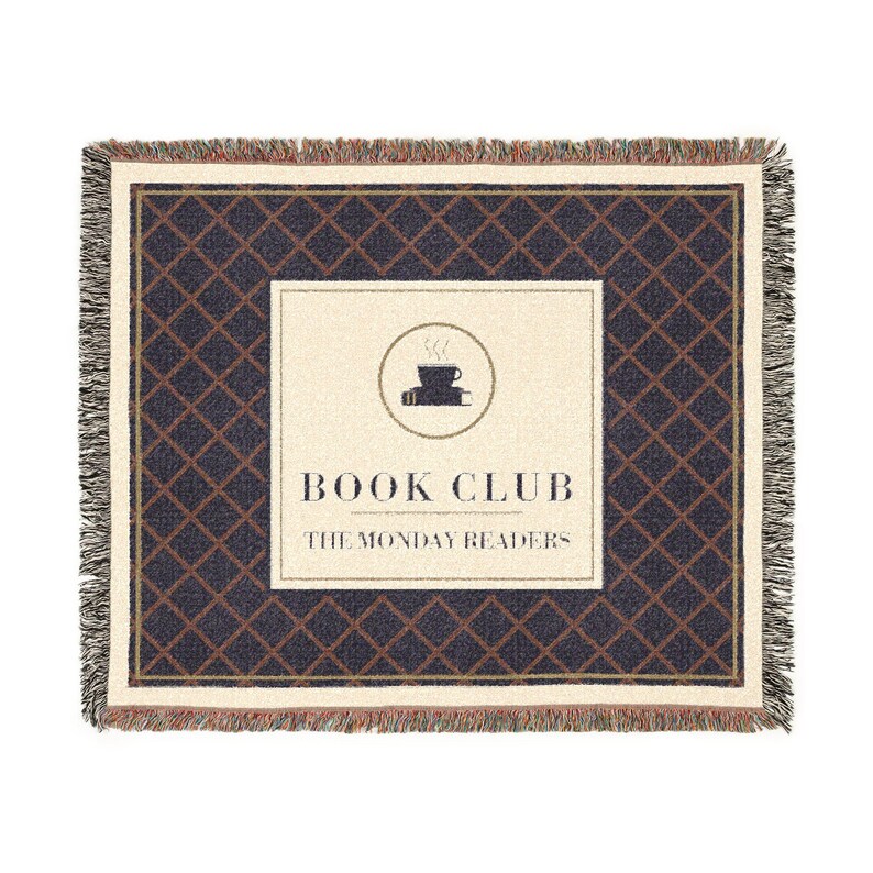 Personalized Book Club Blanket, Custom Club Name Woven Throw, Book Lover Gift Bild 6