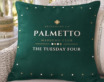 Personalized Mahjong Pillow, Custom Club Name Throw Pillow, Mah Jongg Gifts, Game Room Decor, Mahjong Club Gift, Card Night