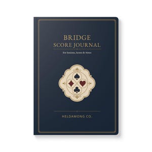 Bridge Score Journal, Card Night Notebook, Navy Antique Brass Christmas Gift image 5