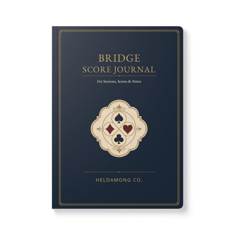 Bridge Score Journal, Card Night Notebook, Navy Antique Brass Christmas Gift image 5