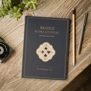 Bridge Score Journal, Card Night Notebook, Navy Antique Brass Christmas Gift image 12