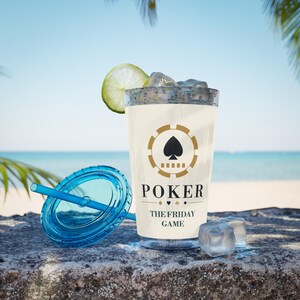 Personalized Poker Tumbler with Straw, Custom Club Name 16 oz Acrylic Cup, Poker Gifts Bild 8