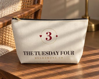 Personalized Canasta Pouch, Custom Club Name, Card Night Zipper Bag (Large T-Bottom)
