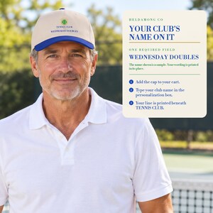 Personalized Tennis Cap, Custom Club Name Hat, Tennis Team Gift, Gift for Tennis Players afbeelding 4