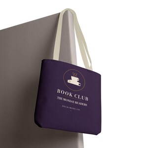 Bolsa de compras personalizada para clube do livro, com nome do clube personalizado, 40x40 cm, presente para amantes de livros. imagem 17