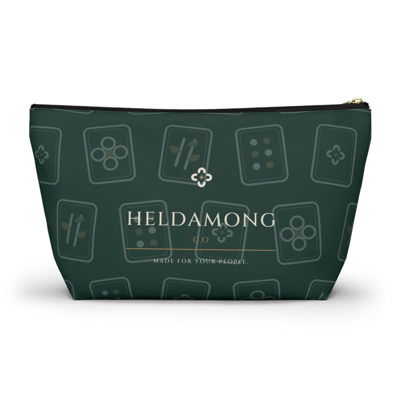 Mahjong Accessory Pouch, Palmetto Tile Pattern Zipper Bag, Game Night Gift image 6
