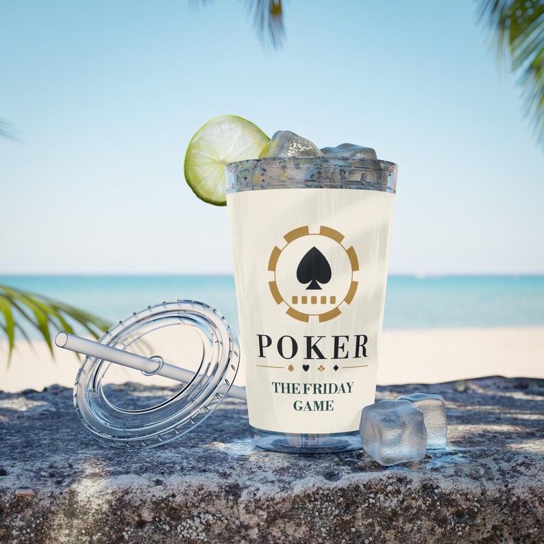 Personalized Poker Tumbler with Straw, Custom Club Name 16 oz Acrylic Cup, Poker Gifts Bild 6