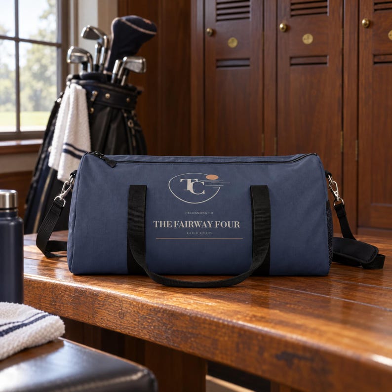 Personalized Golf Duffel Bag, Custom Club Name Weekender Bag, The Twilight Club Crest, Large 23 in Travel Gym Bag, Gift for Golfers image 2