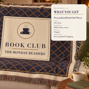 Personalized Book Club Blanket, Custom Club Name Woven Throw, Book Lover Gift Bild 4