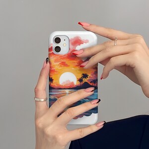 Watercolor Sunset: Cute Summer Sunset LoFi Design iPhone Case for iPhone 14 Plus, 14 Pro Max, 13 Pro Max, 13 Mini, 12 Pro Max, 11, 10, X, XR