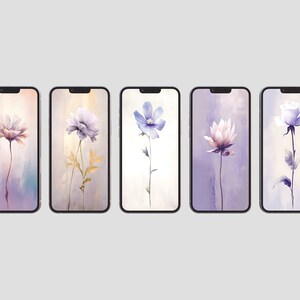 Lavender Floral Wallpaper, Flower Wallpaper Set, Minimalist Wallpaper Set, iPhone Aesthetic Background, LoFi Flower Wallpaper, Watercolor