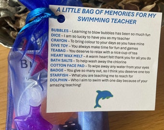 A Little Bag of Memories for my Swimming Teacher - Swim Teacher Gift Bag, Swim Teacher Present