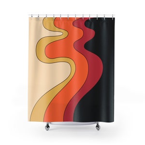 Colorful Retro Shower Curtain, Vintage Inspired Bathroom Decor, Retro Style Bath Curtain, Unique Home Accessory, Funky,
