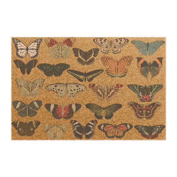 Colorful Butterfly Pattern Coconut Coir Outdoor Mat