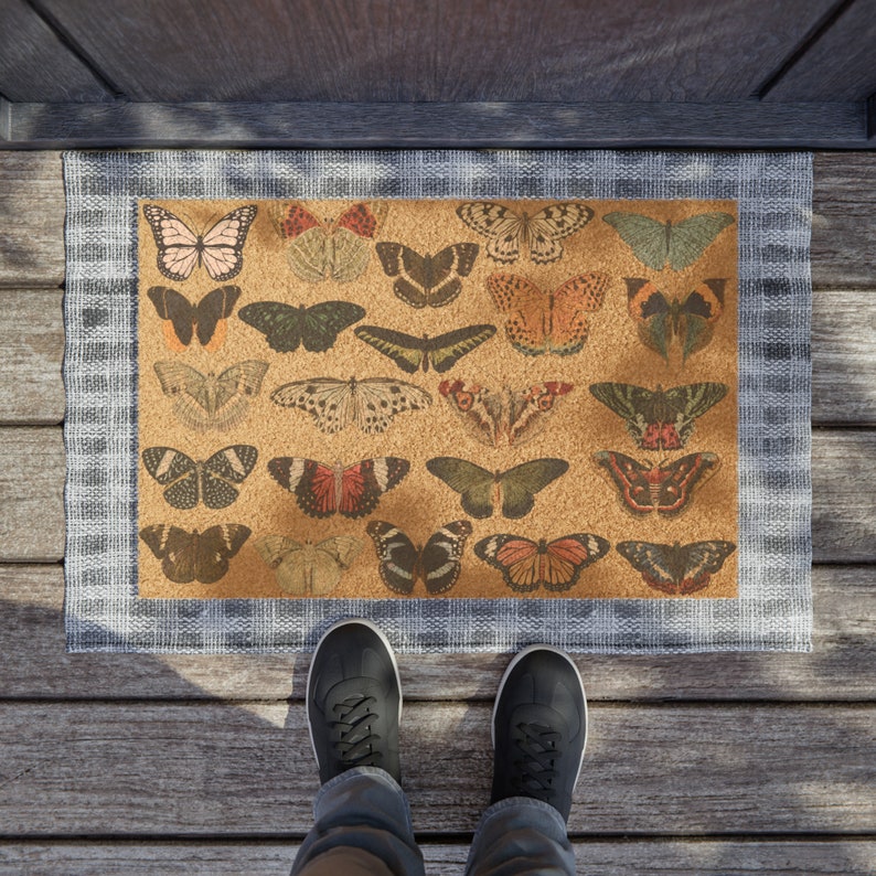 Colorful Butterfly Pattern Coconut Coir Outdoor Mat image 3