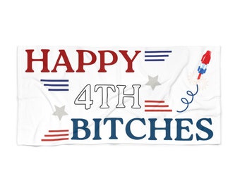 Amerikanische Flagge Strandtuch, Patriotisches 4. Juli Handtuch, Rot Weiß Blau, Gedenktag am Pool, Unabhängigkeitstag Dekor, Lustig