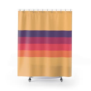 Colorful Retro Shower Curtain, Vintage Inspired Bathroom Decor, Retro Style Bath Curtain, Unique Home Accessory, Funky,