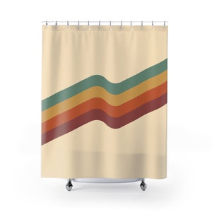 Colorful Retro Shower Curtain, Vintage Inspired Bathroom Decor, Retro Style Bath Curtain, Unique Home Accessory, Funky,