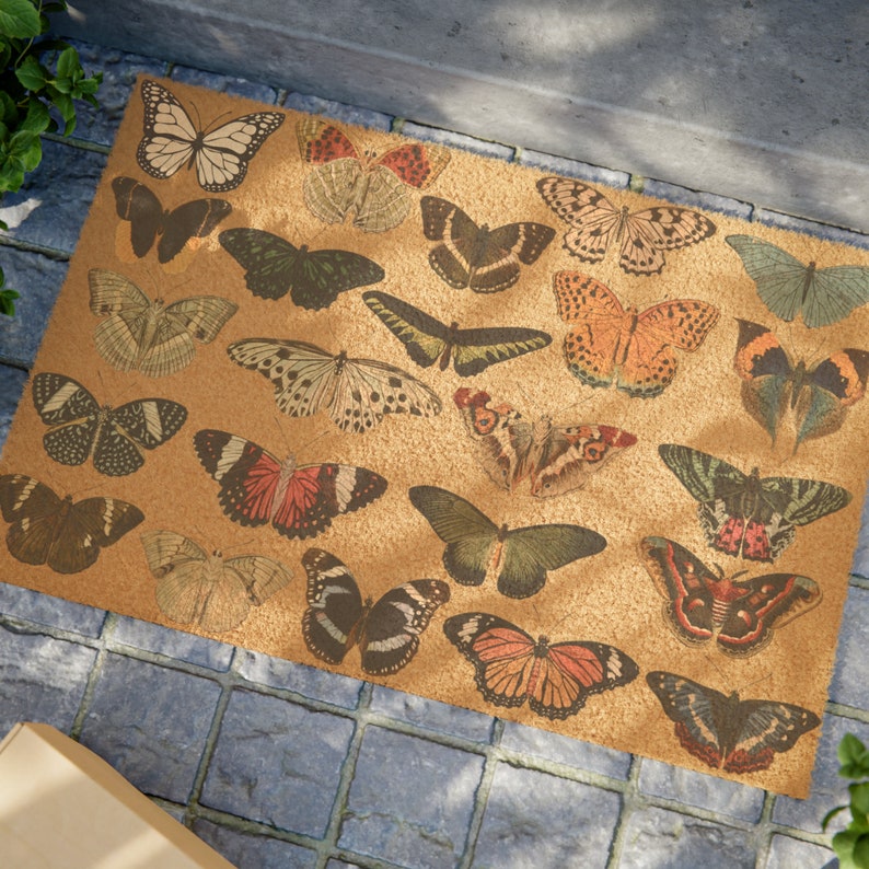 Colorful Butterfly Pattern Coconut Coir Outdoor Mat image 4
